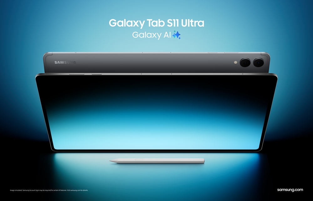 Galaxy Tab S11 Ultra의 앞면과 뒷면, S Pen