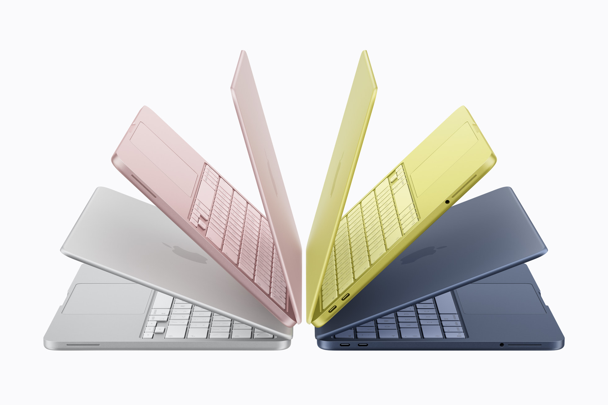 네 가지 색상의 MacBook Neo 전체 제품 라인업