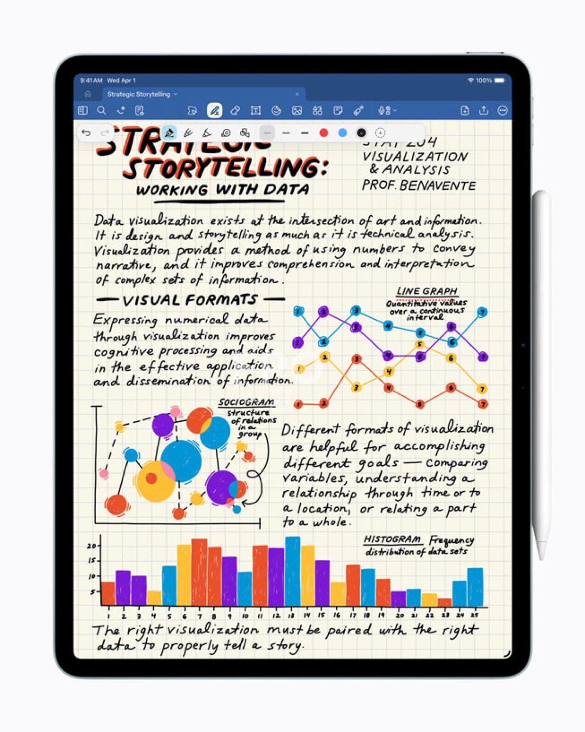 Goodnotes 메모와 그래프를 표시한 M4 iPad Air